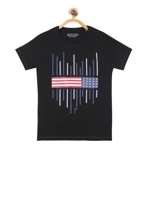

Monte Carlo Boys Black Printed Round Neck T-shirt