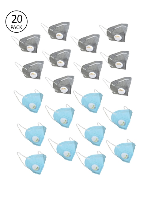 

OOMPH Adults Pack Of 20 Anti-Pollution Reusable 5-Ply Valved N95 Masks, Blue