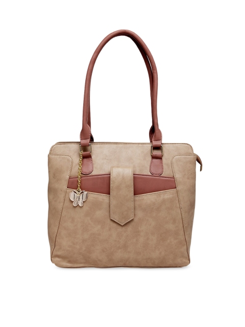 

Butterflies Beige Printed Handheld Bag