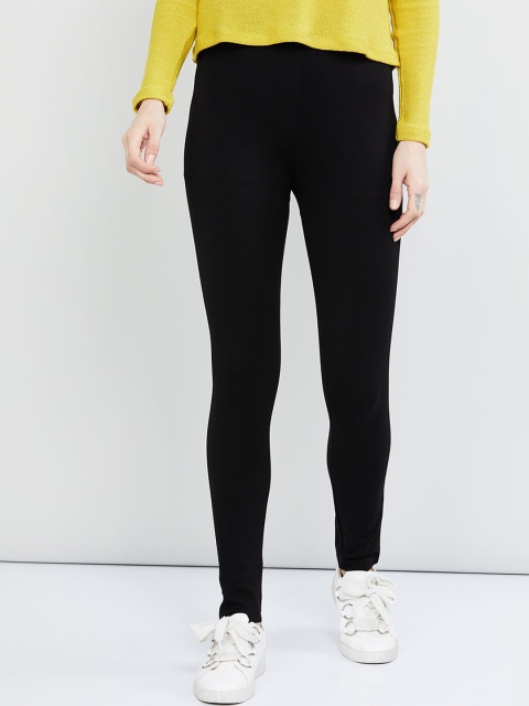

max Women Black Solid Skinny-Fit Treggings