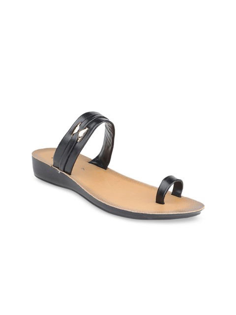 

Bata Women Black Solid PU One Toe Flats