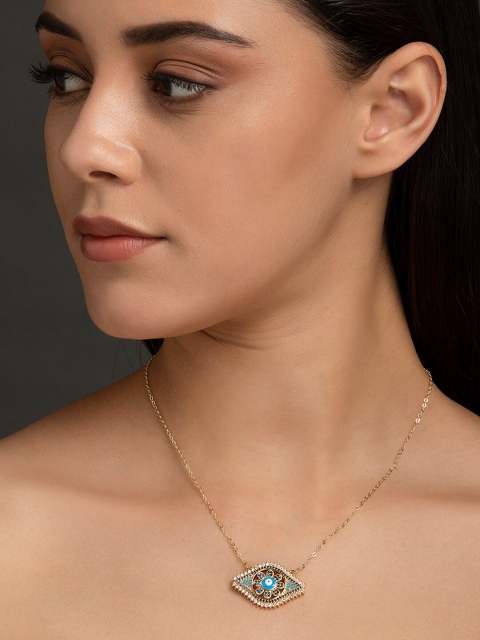 

DIVA WALK EXCLUSIVE Gold & Navy Blue Handcrafted Necklace