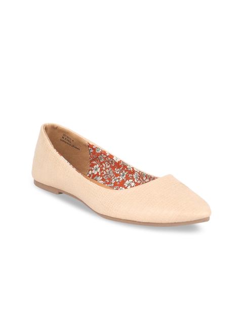 

Bata Women Beige Solid PU Ballerinas