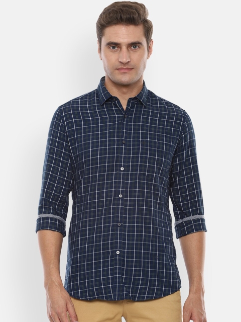 

Van Heusen Sport Men Navy Blue Regular Fit Checked Casual Shirt