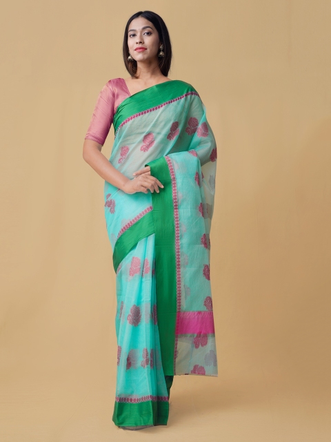 

Unnati Silks Green & Pink Silk Cotton Woven Design Handloom Kota Saree