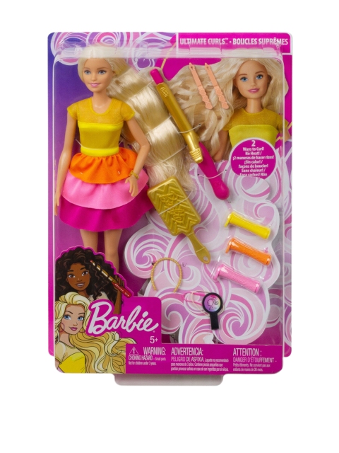 Barbie Kids Yellow & Pink Ultimate Curls Doll & Playset