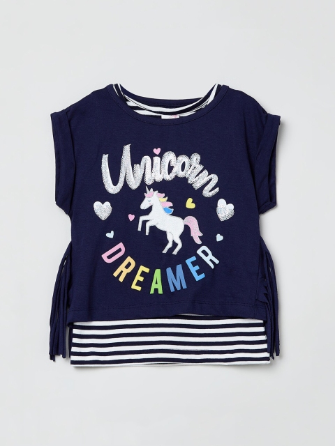 

max Girls Blue Printed Top