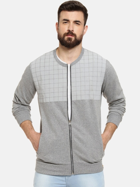 

Campus Sutra Men Grey Checked Sweatshirt