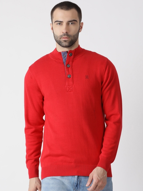 

Monte Carlo Men Red Solid Pullover Sweater