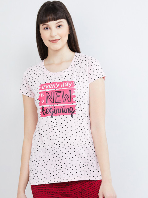 

max Women Pink & Black Printed Lounge T-Shirt