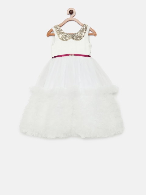

Barbie by Many Frocks & Girls White Embellished Fit and Flare Dress