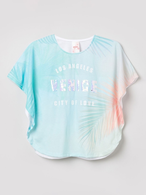 

max Girls Blue Printed Kaftan Top