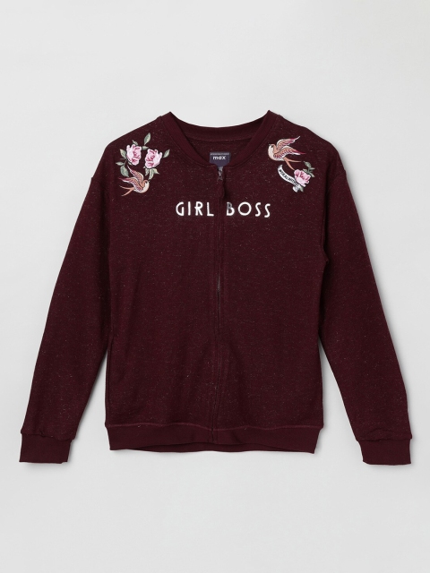 

max Girls Maroon Printed Sweatshirt