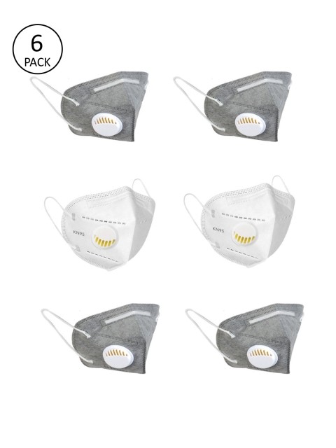 

OOMPH Unisex Pack of 6 5Ply Anti-Pollution Reusable Face Masks, Grey
