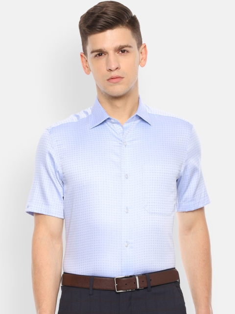 

Louis Philippe Men Blue Regular Fit Checked Formal Shirt