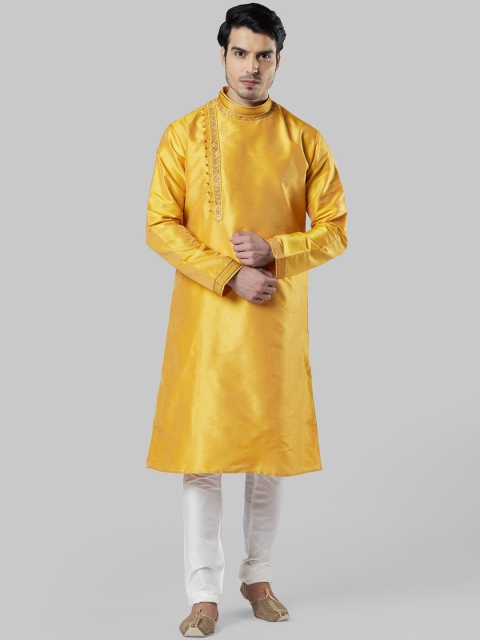 

Ethnix by Raymond Men Yellow Solid A-Line Kurta