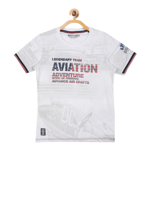 

Monte Carlo Boys White Printed Round Neck T-shirt
