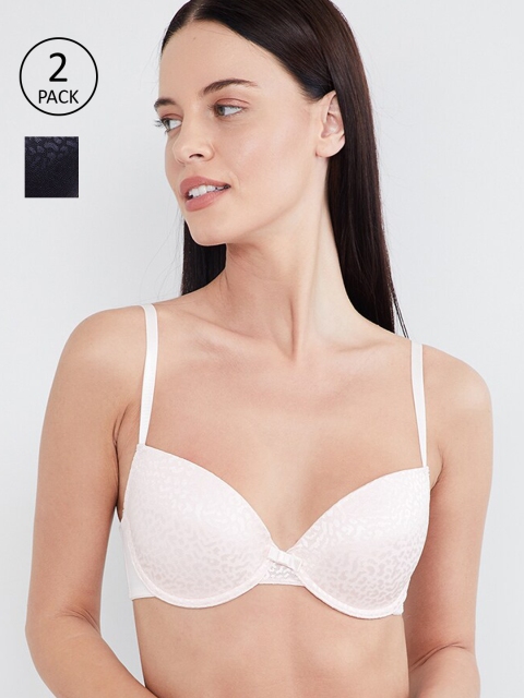 

max Pack Of 2 Solid Underwired Lightly Padded T-shirt Bras SP192PKFBRA03, Black