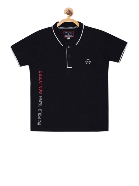 

Monte Carlo Boys Navy Blue & White Printed Polo Collar T-shirt