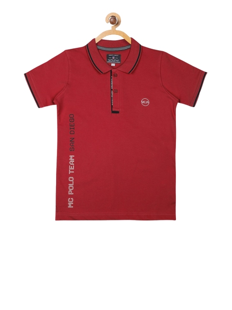 

Monte Carlo Boys Red Printed Polo Collar T-shirt