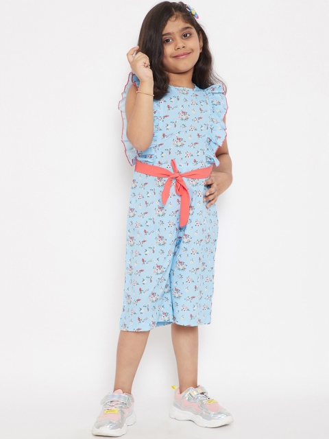 

Stylo Bug Girls Blue & Red Floral Print Basic Jumpsuit