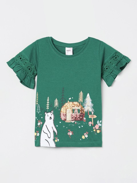 

max Girls Green Printed Top