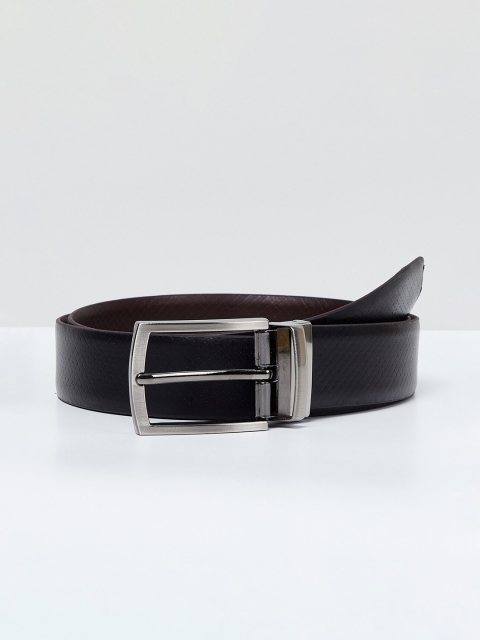 

max Men Black Solid Leather Belt
