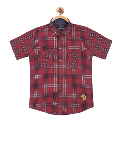 

Monte Carlo Boys Red Slim Fit Checked Casual Shirt