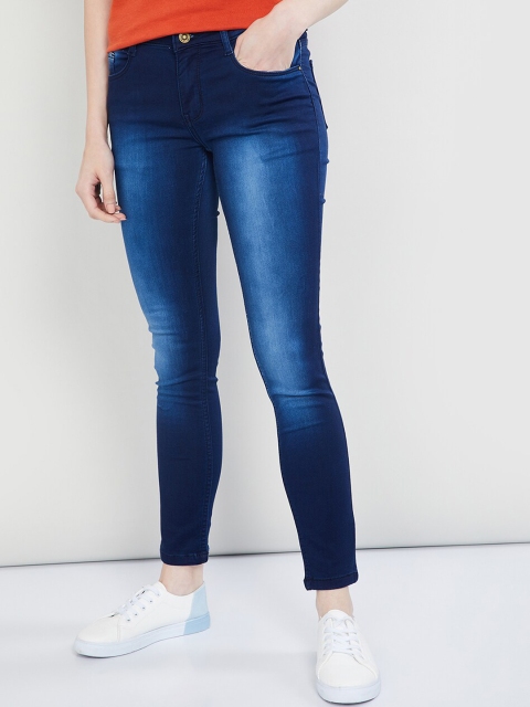 

max Women Blue Skinny Fit Mid-Rise Clean Look Jeans