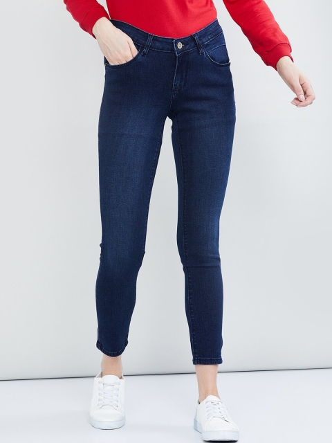 

max Women Navy Blue Skinny Fit Mid-Rise Clean Look Stretchable Jeans