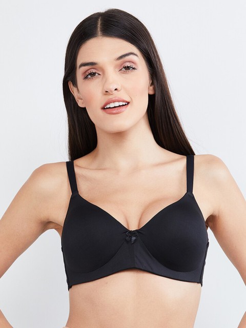 

max Black Solid Non-Wired Lightly Padded T-shirt Bra WIN19PDNW06