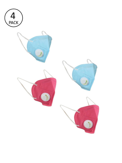 

OOMPH Unisex Pack of 4 Pcs Blue & Pink 5-Ply Reusable N95 Masks With Valve