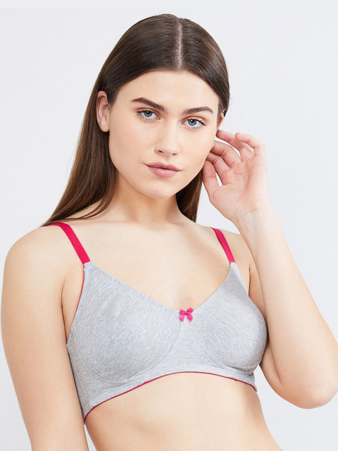 

max Grey Melange Solid Non-Wired Non Padded T-shirt Bra