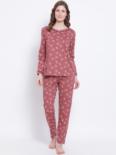 

Kanvin Women Pink & Beige Printed Night Suit