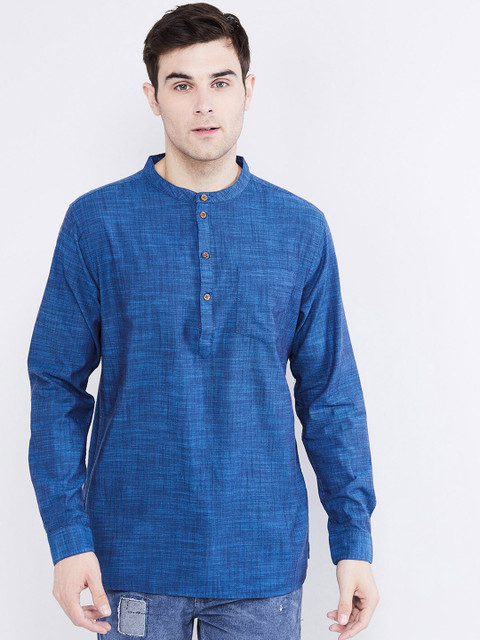 

max Men Blue Solid Straight Kurta