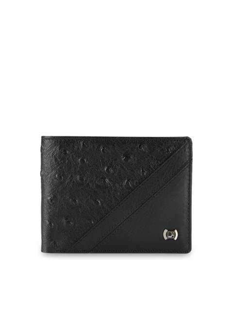 

Da Milano Men Black Textured Two Fold Leather Wallet