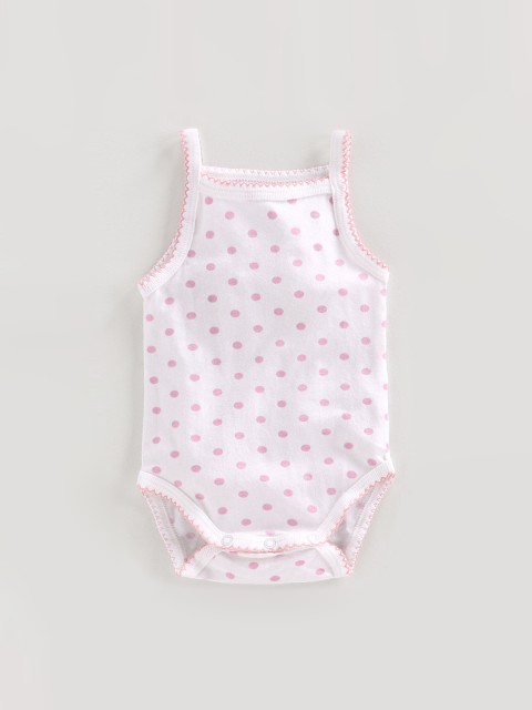

Keebee Infants White & Pink Polka Dot Printed Organic Cotton Bodysuit