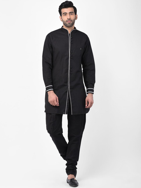 

SG LEMAN Men Black Solid Kurta with Pyjamas