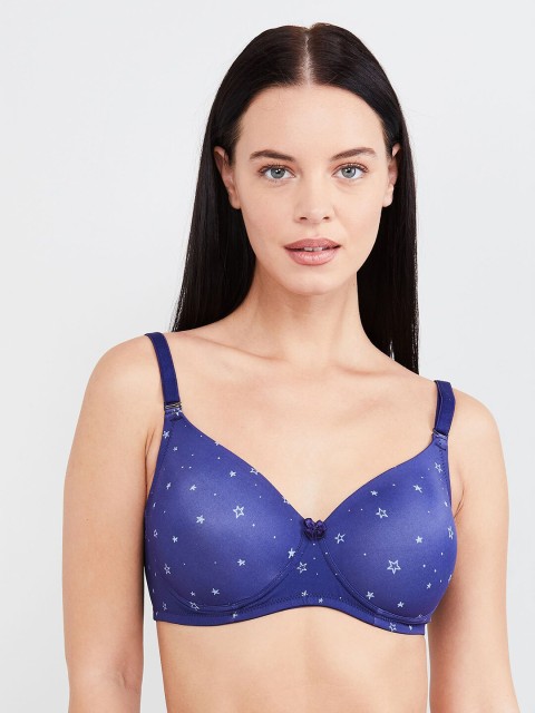 

max Blue Printed Non-Wired Lightly Padded Everyday Bra SP20PDNW04NAVY