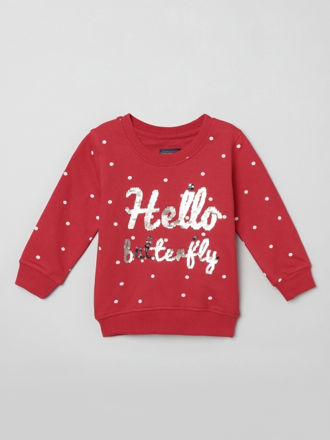 

max Girls Red & Silver-Coloured Sequin Embellished Sweatshirt