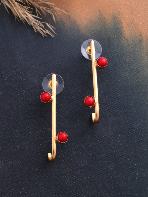 

Tistabene Gold-Plated & Red Classic Drop Earrings