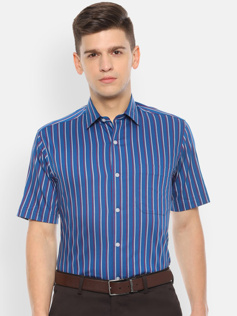 

Louis Philippe Men Blue Slim Fit Striped Formal Shirt