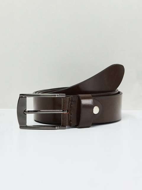 

max Men Brown Solid Leather Belt