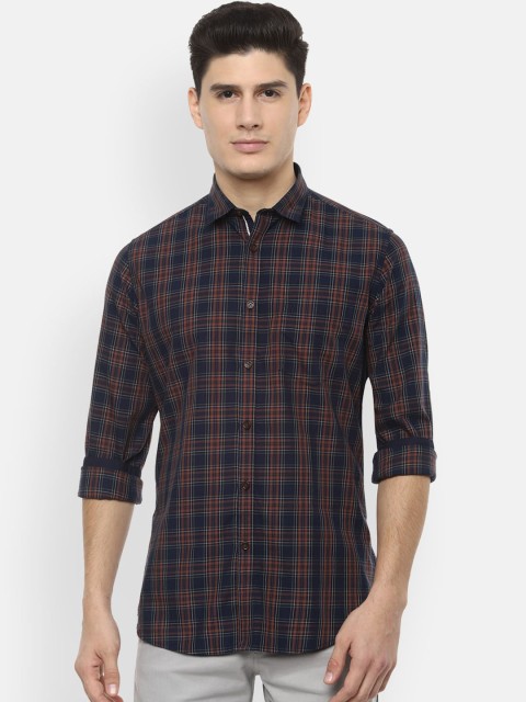 

Van Heusen Sport Men Navy Blue & Brown Regular Fit Checked Casual Shirt
