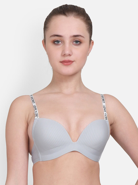 

Golden Girl Grey Solid Non-Wired Lightly Padded Push-Up Bra Love Secret