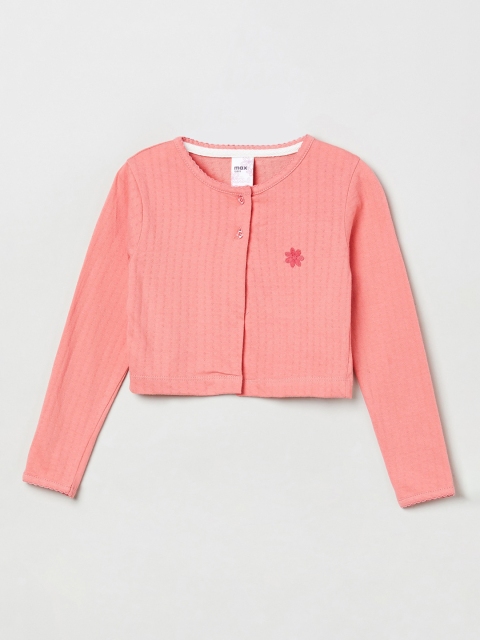 

max Girls Pink Solid Cardigan Sweater
