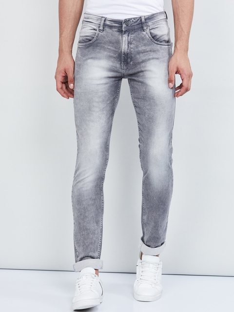 

max Men Grey Slim Fit Mid-Rise Clean Look Stretchable Jeans