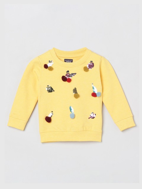 

max Girls Yellow Embellished Sweatshirt