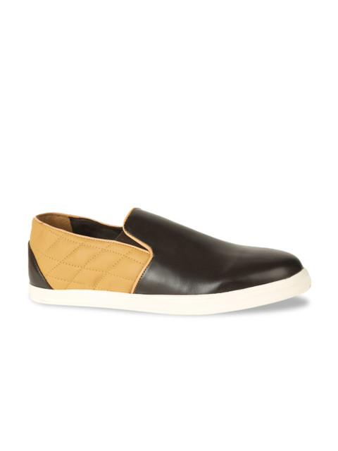 

Bata Men Brown Colourblocked Leather Slip-On Sneakers