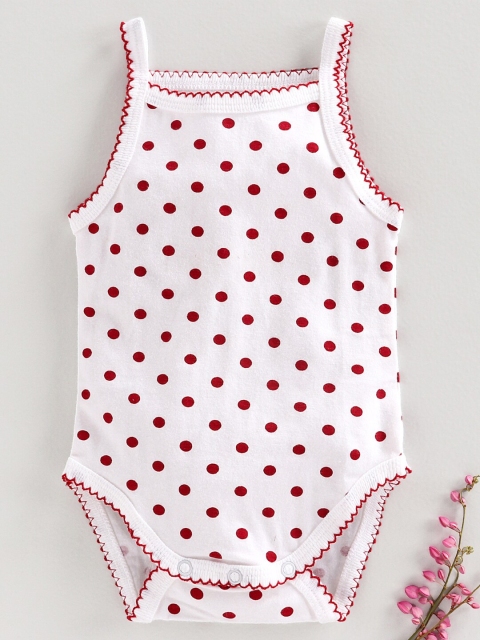 

Keebee Infants White & Red Polka Dot Printed Organic Cotton Bodysuit